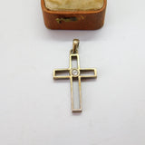 Sterling Silver Paste Set Cross Charm Pendant Vintage c1970