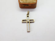 Sterling Silver Paste Set Cross Charm Pendant Vintage c1970