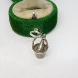 Sterling Silver Champagne Ice Bucket Charm Pendant Vintage c1970