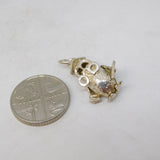 Sterling Silver Wise Owl with Little Birds Inside Charm Pendant Vintage c1970