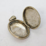 Victorian Sterling Silver Back & Front Floral Locket Pendant Antique c1880