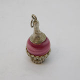 Sterling Silver Glass Set Wine Bottle Charm Pendant Vintage c1970s