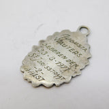 German Flower Form Christening Fob Pendant w. Inscription Antique 1927