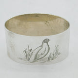 Sterling Silver Grouse Pattern Napkin Ring Vintage 1965 Birmingham