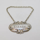 Sterling Silver Sherry Floral Decanter Label Vintage 1982 Birmingham