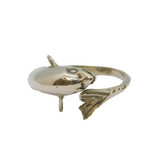 Sterling Silver Dolphin Wraparound Dress Band Ring Vintage c1970 Size H