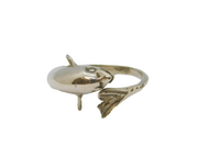 Sterling Silver Dolphin Wraparound Dress Band Ring Vintage c1970 Size H