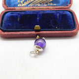 Sterling Silver and Purple Glass Orb Charm Pendant Vintage c1970