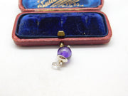 Sterling Silver and Purple Glass Orb Charm Pendant Vintage c1970