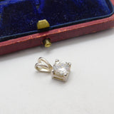 Sterling Silver Diamond Paste Drop Charm Pendant Vintage c1970