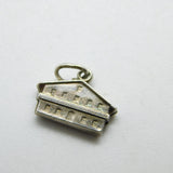 Sterling Silver Ski Chalet Charm Pendant Vintage c1970