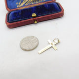 Sterling Silver Simple Crucifix Charm Pendant Vintage c1970