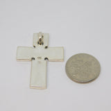 Sterling Silver Textured Patterned Cross Charm Pendant Vintage c1970