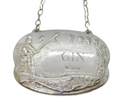 Sterling Silver Fishing Interest Gin Decanter Label Vintage 1982 London
