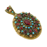 19th Century Austro Hungarian .900 Silver Gilt, Garnet, Turquoise, Enamel Locket