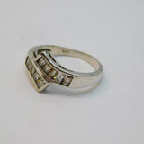 Sterling Silver Paste Set Crossover Band Dress Ring Vintage c1970 Size N