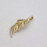 Sterling Silver Gilt Fern Leaf/Feather Single Diamond Set Pendant Vintage c1970