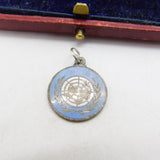Sterling Silver Enamel United Nations Charm Pendant Vintage c1970