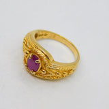 Sterling Silver Gilt Ruby Patterned Dress Band Ring Vintage c1990's Size N 1/2
