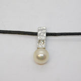 Handemade Sterling Silver, Pearl & Paste Set Drop Pendant Necklace Vintage