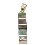 Sterling Silver Natural Shell Striped Stick Drop Pendant Contemporary c2000s