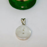 Sterling Silver Contemporary Mother Of Pearl Disc Charm Pendant Vintage c1970