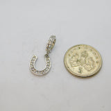 Sterling Silver CZ Horseshoe Bracelet Charm Or Pendant Contemporary c2000s