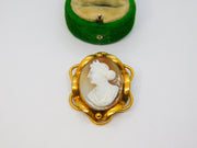 Victorian Pinchbeck Mounted Carved Shell Cameo Brooch Antique c1880
