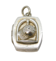 Victorian Sterling Silver Jockey Cap & Horseshoe Locket Antique c1880