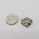 Sterling Silver Opening Holy Bible Charm Pendant Vintage c1970s