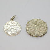 Sterling Silver Small Round Hammered Disc Charm Pendant Vintage c1970