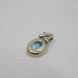 Sterling Silver Blue Topaz Oval Drop Charm Pendant Vintage c1990