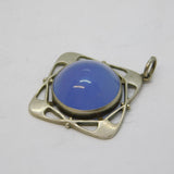 Sterling Silver Blue Hardstone Drop Charm Pendant Vintage c1970s