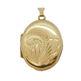 9ct Yellow Gold Floral Pattern Sweetheart Locket Pendant Vintage 1983 Birmingham