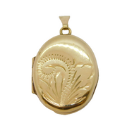 9ct Yellow Gold Floral Pattern Sweetheart Locket Pendant Vintage 1983 Birmingham