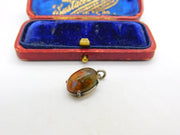 Victorian Sterling Silver Cabochon Moss Agate Drop Pendant Antique c1890