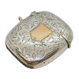 Art Deco 9ct Gold & Sterling Silver Floral Vesta Case Antique 1912 Birmingham
