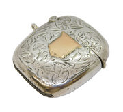 Art Deco 9ct Gold & Sterling Silver Floral Vesta Case Antique 1912 Birmingham
