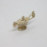 Sterling Silver Opening Lamp With Figure Inside Charm Pendant Vintage c1970