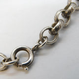 19th Century Chunky Sterling Silver Floral Chased Belcher Link Necklace Antique