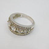 Sterling Silver Multi-Stone CZ Art Deco Style Band Ring Vintage c1990 Size M 1/2
