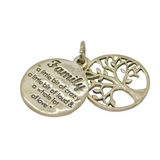 Sterling Silver Family Quote Tree Of Life Double Disc Pendant Modern c2000s