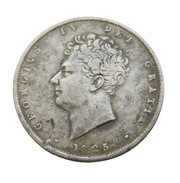 George IV .925 Silver Half Crown Coin Antique 1825 Fair Condition