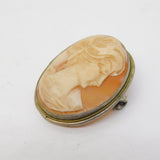 Art Deco 800 Grade Silver Carved Shell Cameo Brooch Antique c1920s