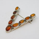 19th Century Scottish Sterling Silver 'V' Viking Style Citrine Set Brooch c1880s