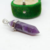 Silver Plated Amethyst Geode Drop Charm Pendant Vintage c1970