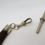 Victorian Sterling Silver Mounted Hairwork Mourning Watch Chain Antique c1860