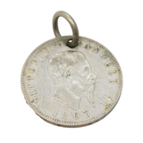 19th Century Italian Sterling Silver 1 Lira Coin Charm Pendant Antique 1863