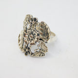 Sterling Silver Butterflies & Flowers Studio Dress Ring Vintage c1990 Size P 1/2