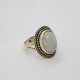 Sterling Silver Cabochon Moonstone Statement Ring Vintage c1970 Size N 1/2
